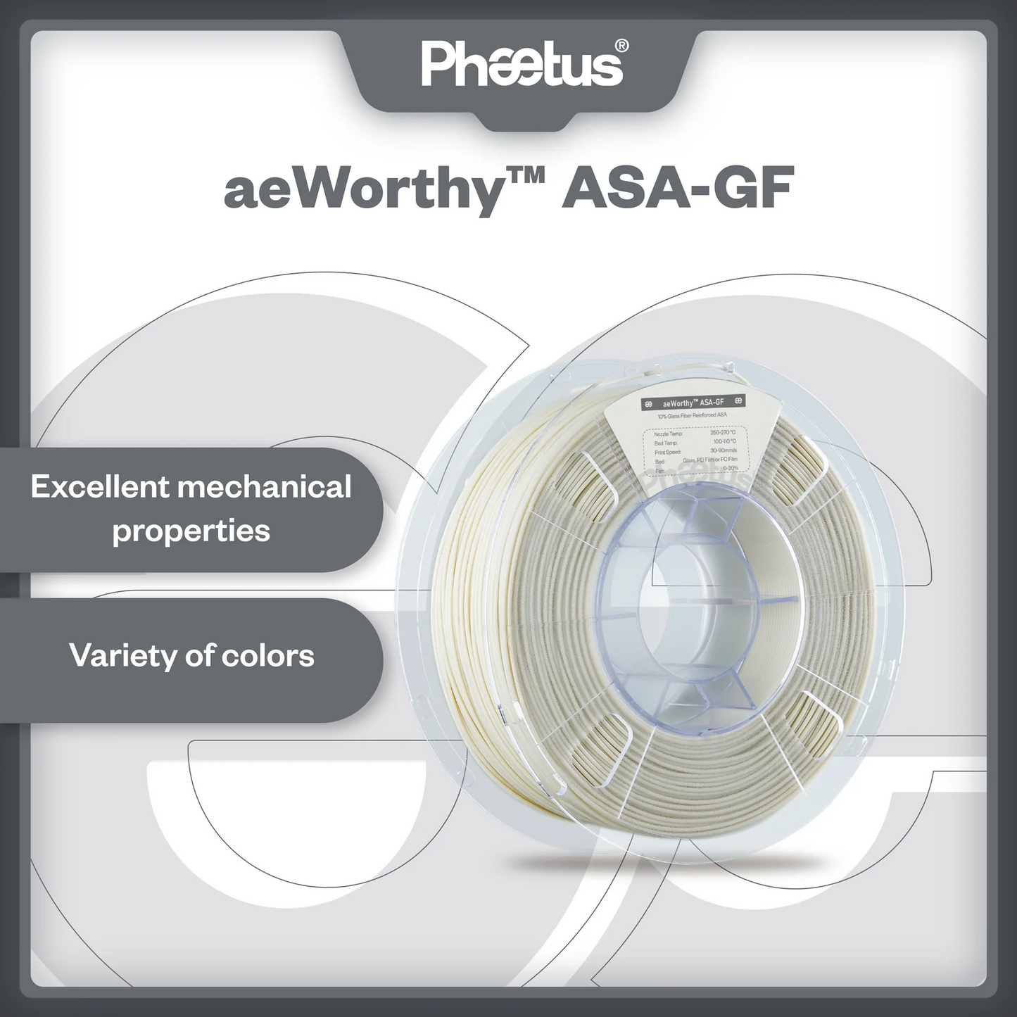 Phaetus aeWorthy ASA-GF 3D Printer Filament Glass Filled ASA 1.75mm 1kg