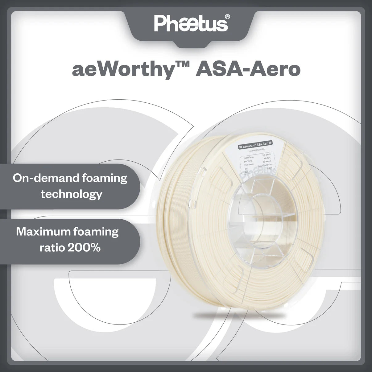 Phaetus aeWorthy ASA-Aero 3D Printer Filament 1.75mm 1kg