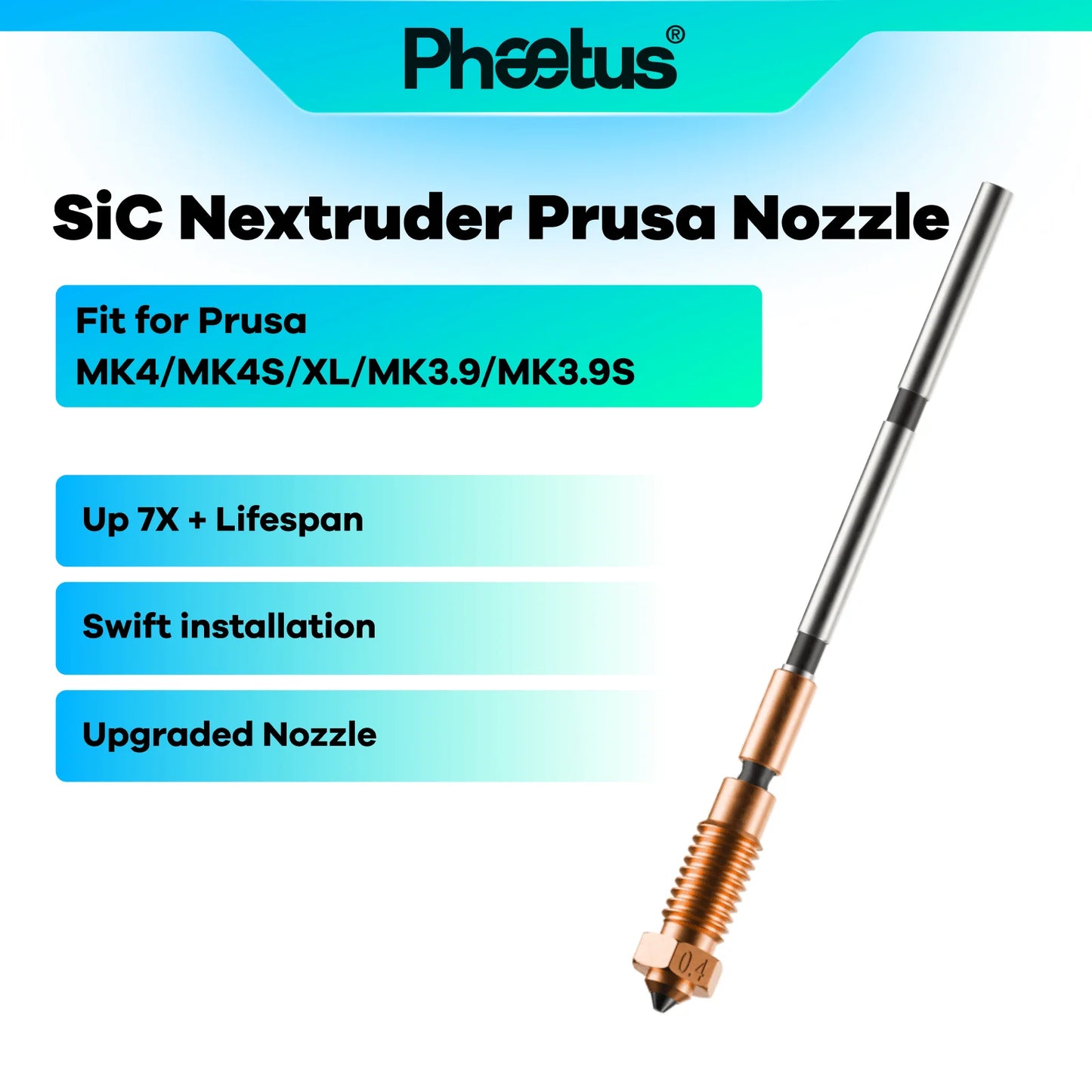 Phaetus SiC Nozzle for Prusa NexTruder